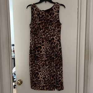 JONES NEW YORK DRESS women's leopard print sleeveless stretch dress size 12